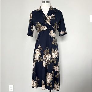 Mimi + Daphne Floral V-neck Dress